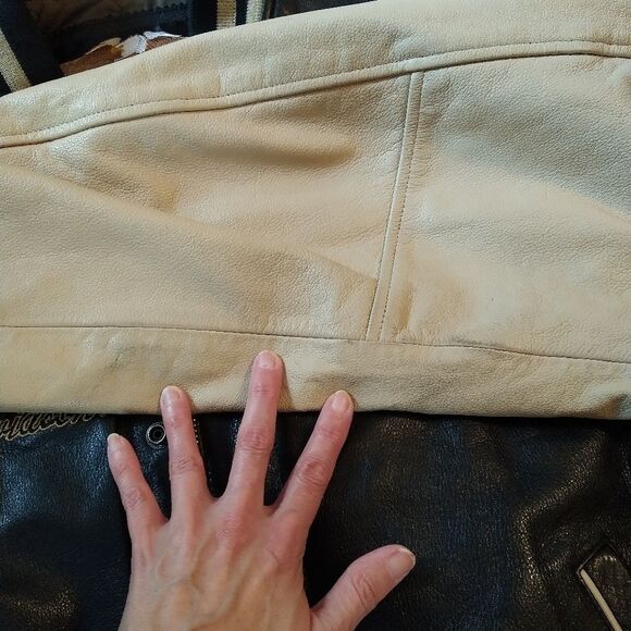 Vintage Harley Davidson Classic Varsity Bomber Leather Jacket Coat - Picture 11 of 13